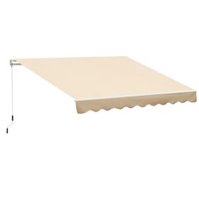 10' x 8' Retractable Awning, Patio Awnings, Sunshade Shelter w/ Manual Crank Handle, UV & Water-Resistant Fabric and Aluminum Frame for Deck, Ba