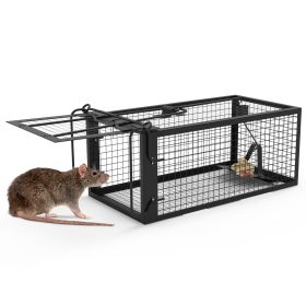 1Pc Rat Trap Cage Humane Live Rodent Trap Cage Galvanized Iron Mice Mouse Control Bait Catch with Detachable U Shaped Rod (Option: Cage1PcBlackUpgrade)
