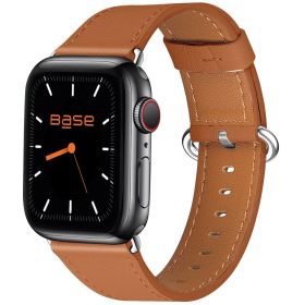 Brown Full-Grain Leather Watch Band Made for Apple Watch Series 1/2/3/4/5/6/7/SE - Large (42/44/45mm) (Color: Brown)